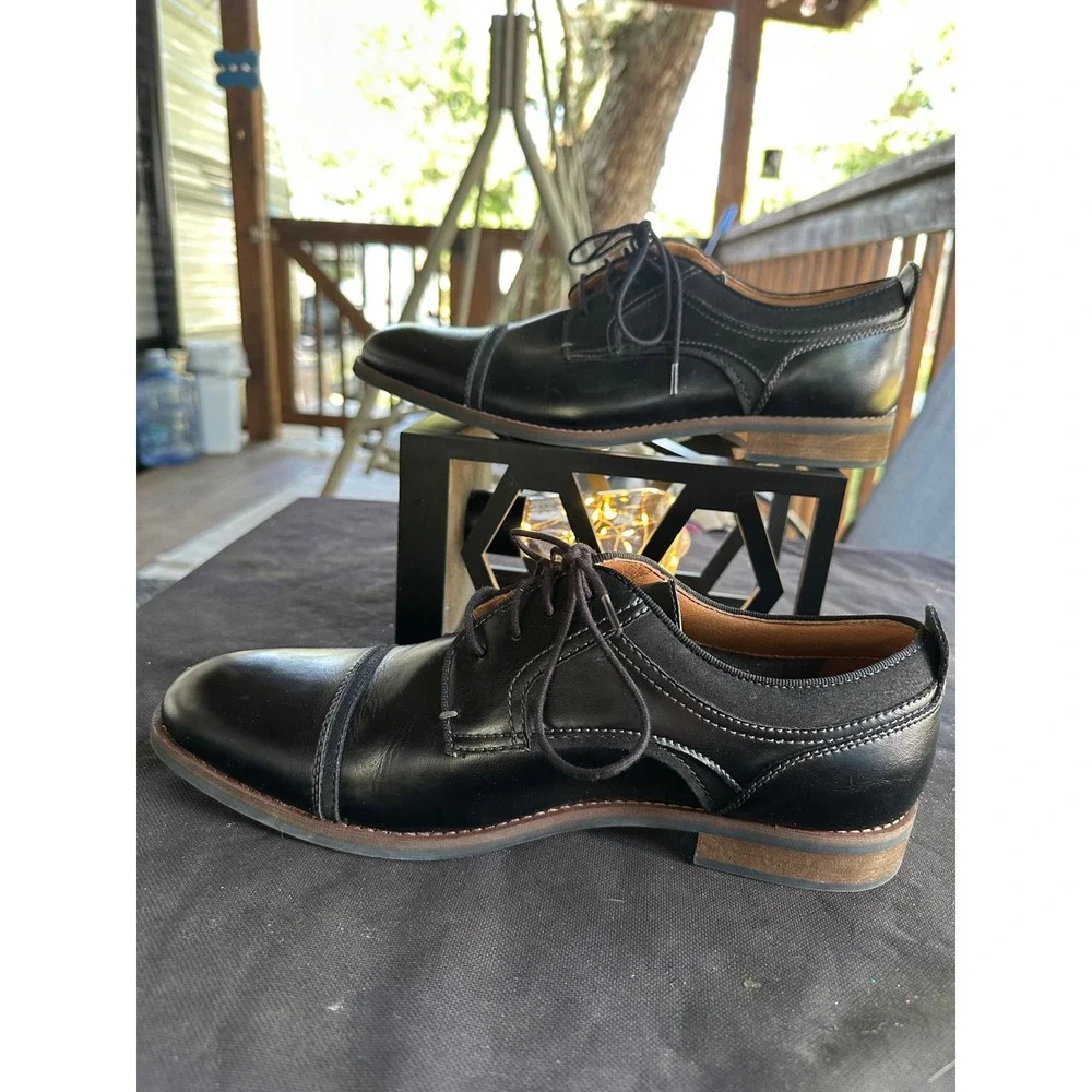 Dockers Mens Black Leather‎ Dress Shoes Lace Up Cap Toe Oxfords 10.5M